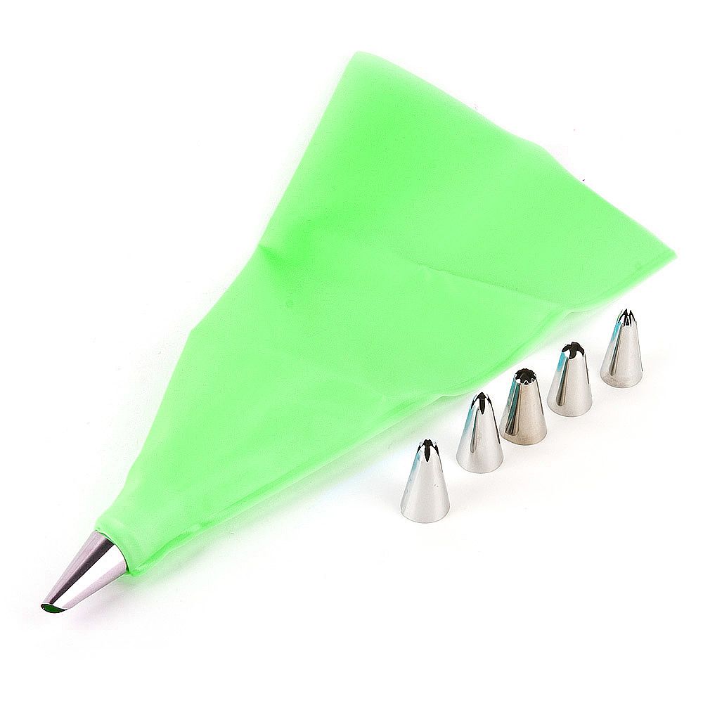 Набор кондитерский: 6 насадок и кондитерский мешок 12*12*22см.(3вида) (нержавеющая сталь)