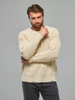 Молочный рваный джемпер