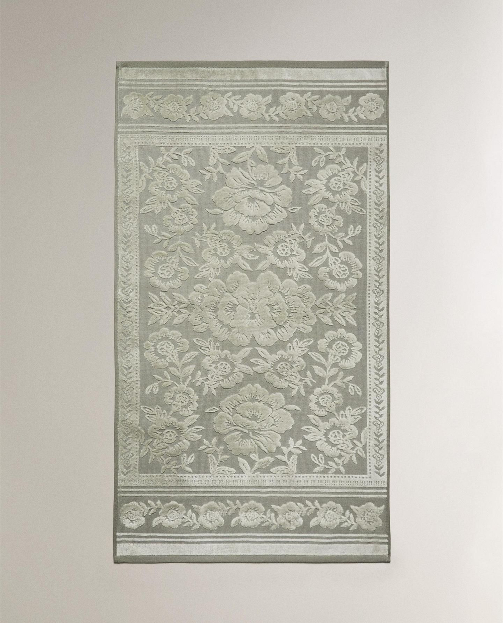 Zara Home - Жаккардовое велюровое банное полотенце, зеленый, 50х90 см