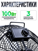 Вентилятор напольный промышленный Ballu 100Вт