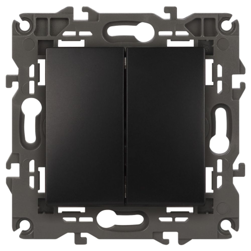 14-1104-05 ЭРА Выключатель двойной, 10АХ-250В, IP20, Эра Elegance, антрацит