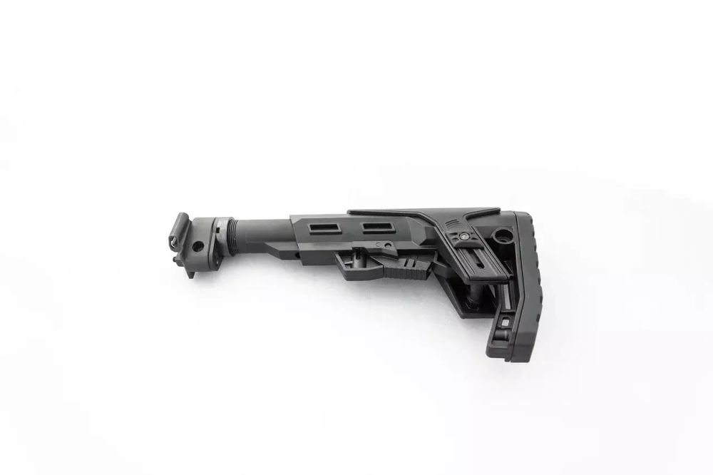 Комплект приклада на АК/Сайга складные влево, под оптику, с завышением, Alpha CP