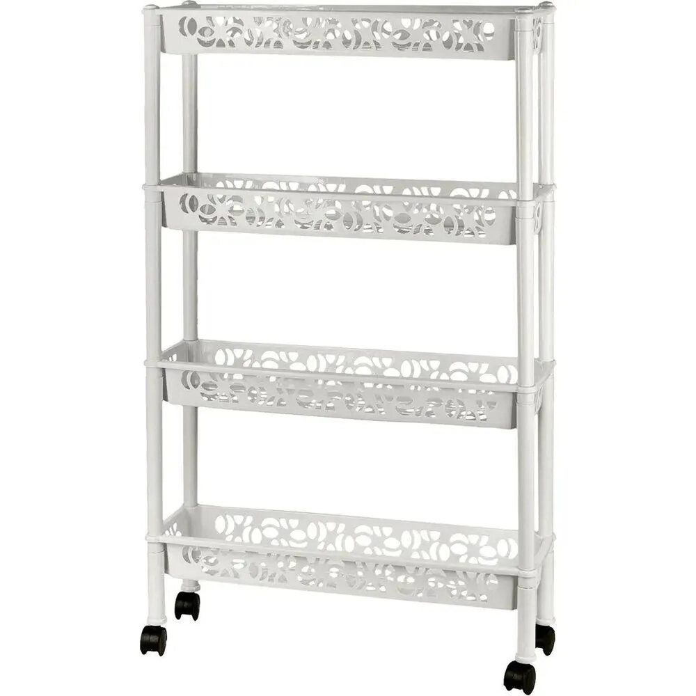 Этажерка Keeplex Light на колесиках четырехсекционная прямоугольная длинная 58х93,5 бел