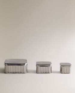 Zara Home Коробка для хранения из нержавеющей стали, цвет серебристый, 3.5 см