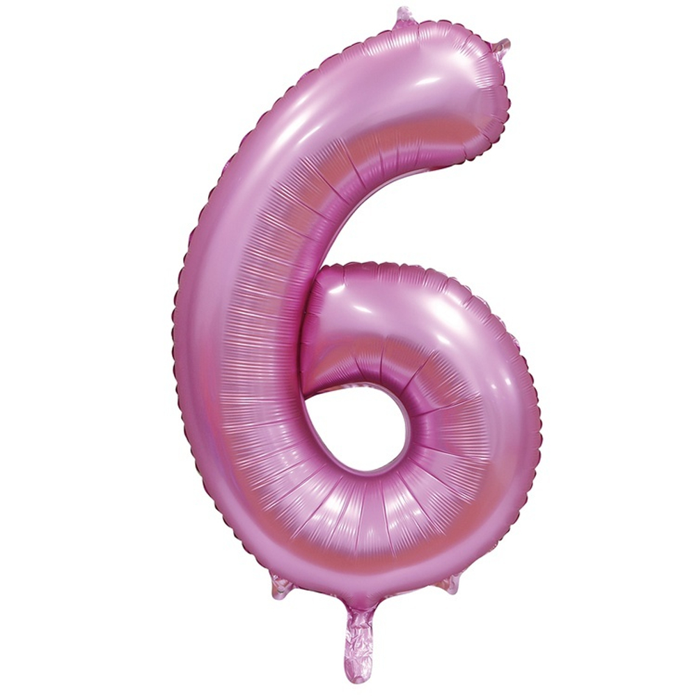 Шар ЦИФРА 6 Сатин Pink 40" 102 см
