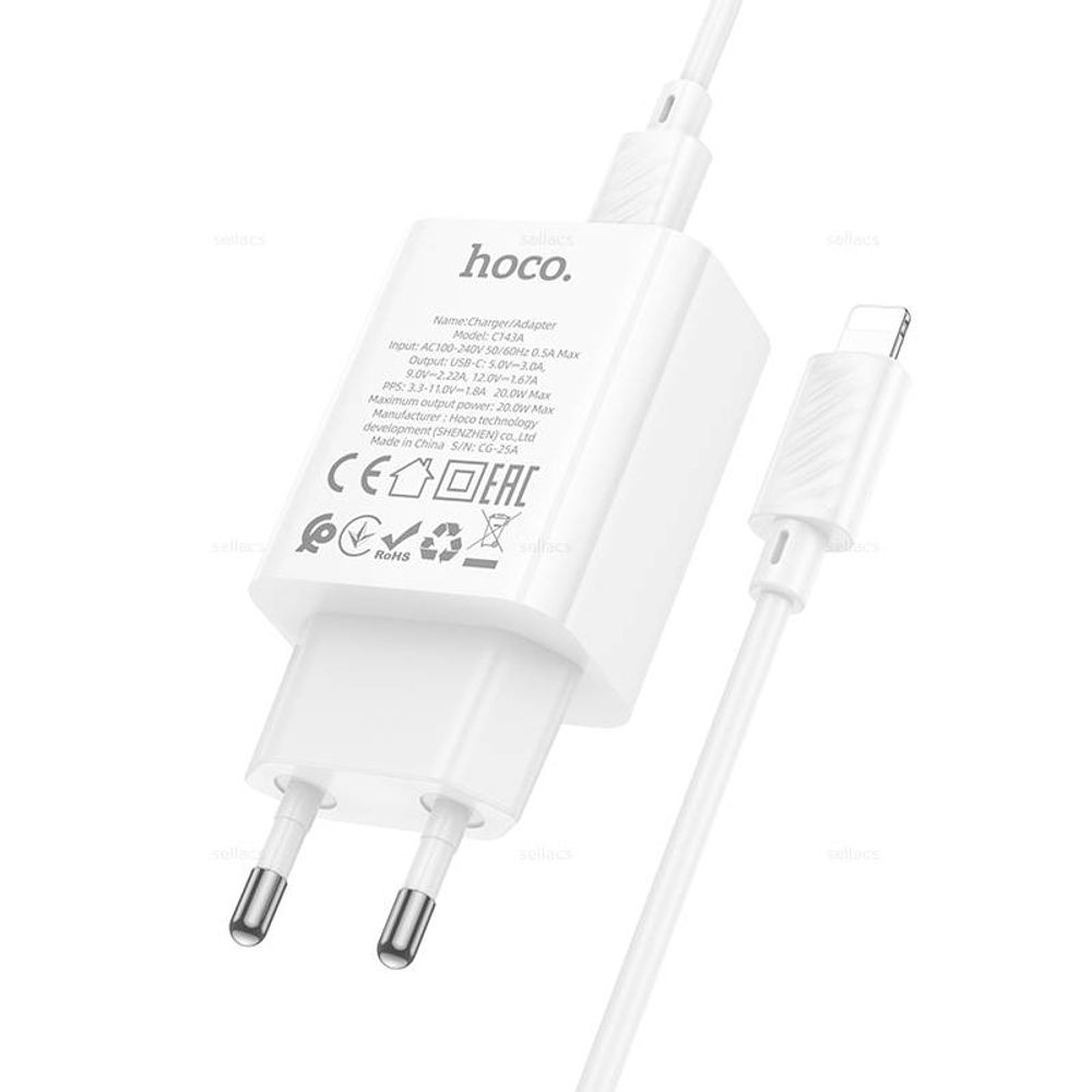 Зарядное устройство для Lightning Hoco C143A PD20W (white)