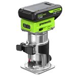 Фрезер кромочный акк. Greenworks G24RO, 24V, б/щет, 10000-30000 об/мин, цанги 6 / 6,35 / 8 мм, ход 20 мм,1х2Ач,ЗУ,кор (3502507CUA)