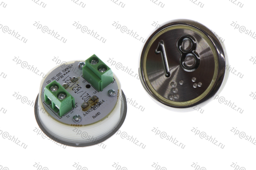 Кнопка (кнопочный модуль) EA2406S-S-R "18 этаж", круглая, красная статическая подсветка, Брайль