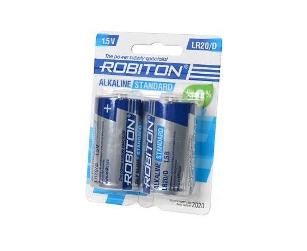 Батарейка ROBITON STANDARD LR20 BL2 (щелочной) тип D
