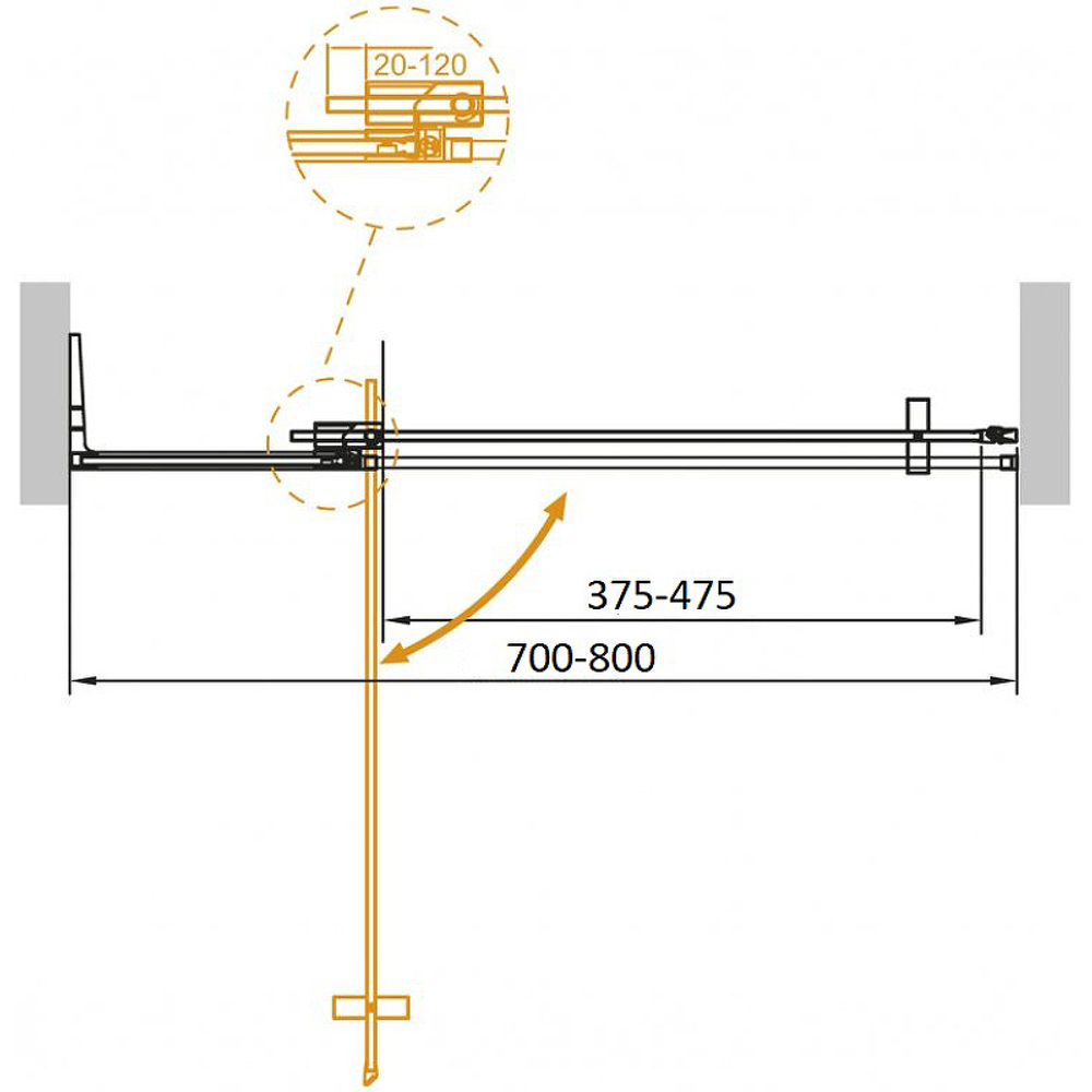 Душевая дверь Cezares Slider 80 SLIDER-B-1-70/80-BR-NERO профиль Черный матовый стекло бронзовое
