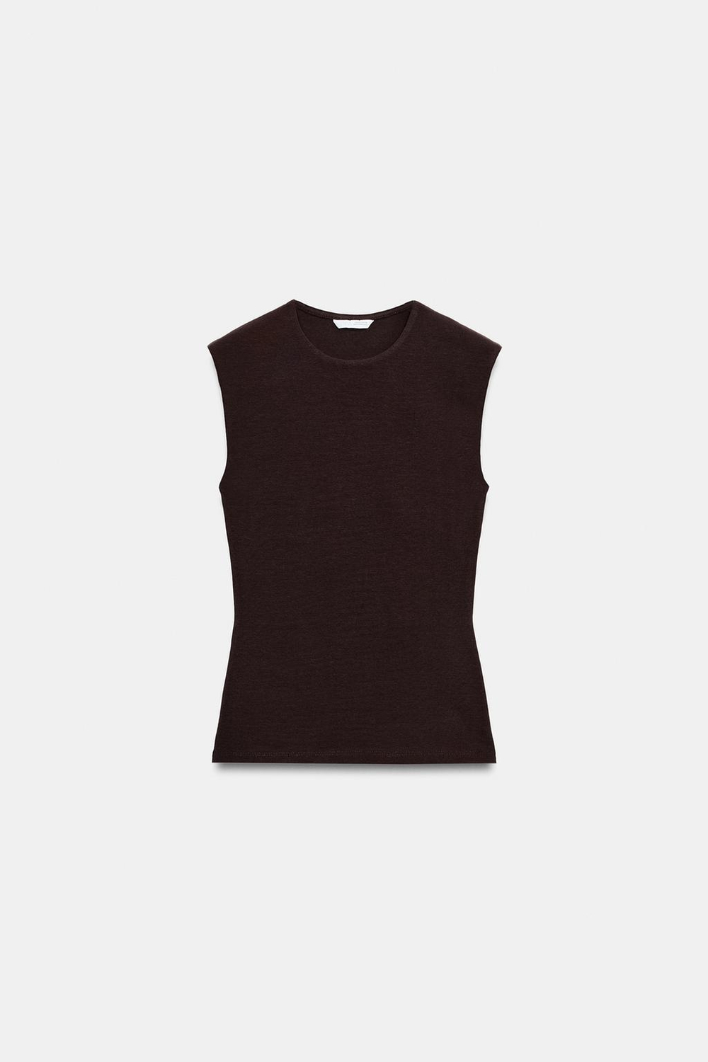 ZARA ФУТБОЛКА БЕЗ РУКАВОВ, КОРИЧНЕВЫЙ