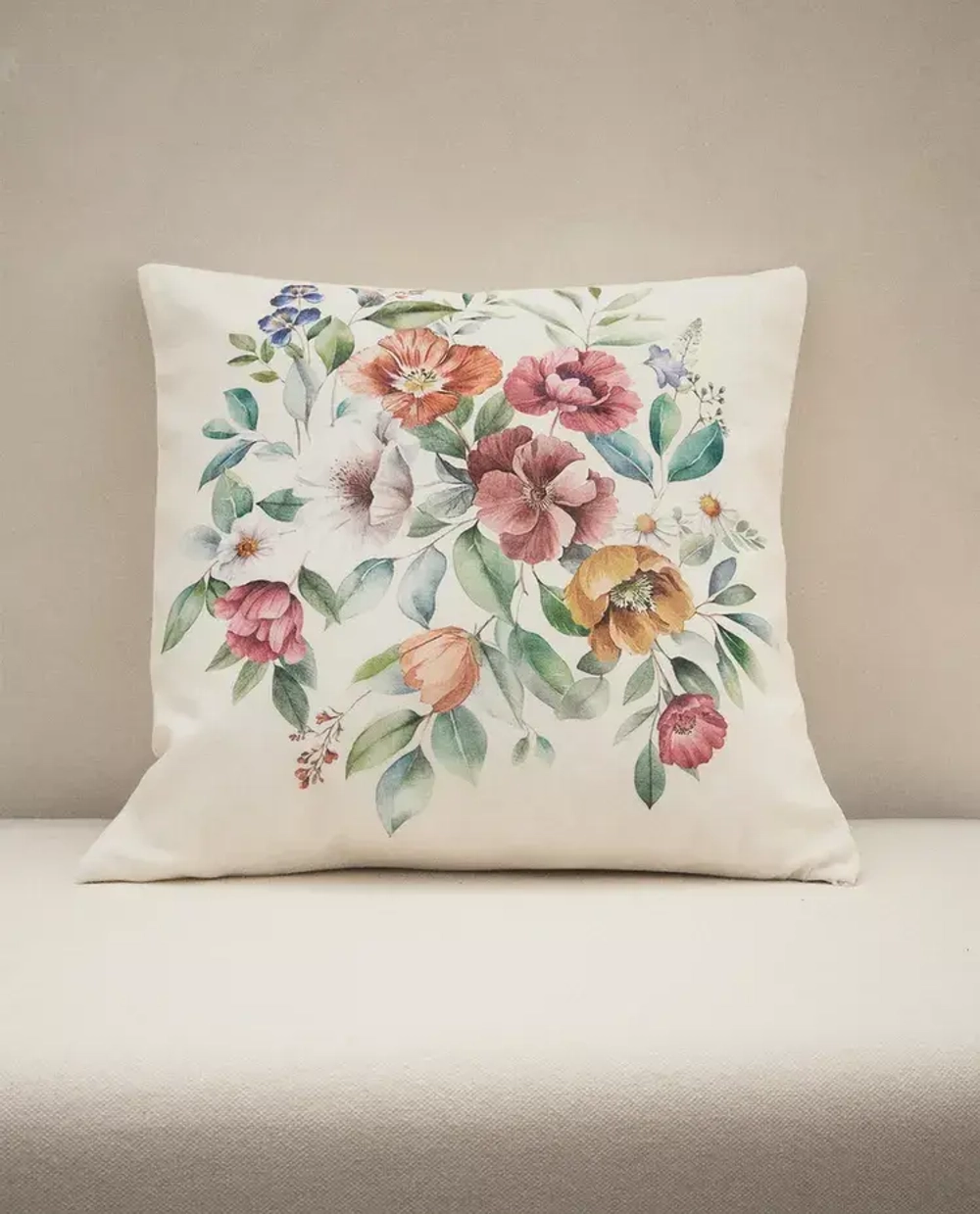 ZARA HOME НАВОЛОЧКА ДЛЯ ДЕКОРАТИВНОЙ ПОДУШКИ С ЦВЕТОЧНЫМ УЗОРОМ, ЖЕЛТОВАТО-БЕЛЫЙ