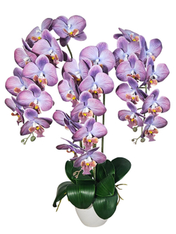Орхидеи искусственные в горшке Аметист 3 ветки, 65см