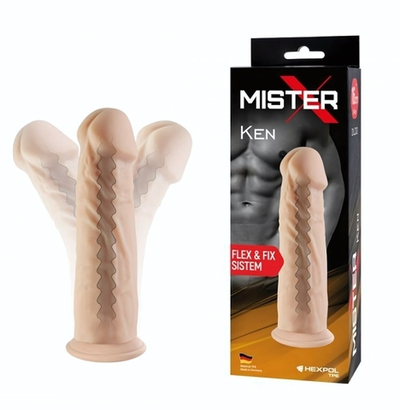Телесный фаллоимитатор на присоске с гибким хребтом Ken (Цвет: телесный)