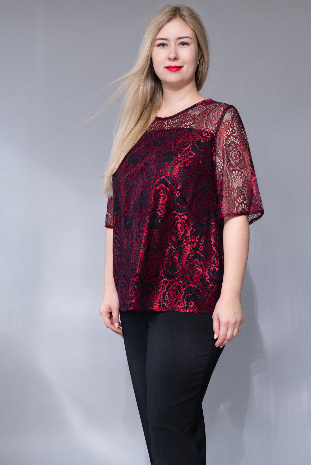 Блузка женская 2468опа, красный #226К092468опа