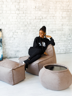 Кресло Манхеттен Бежевое с Пуфом