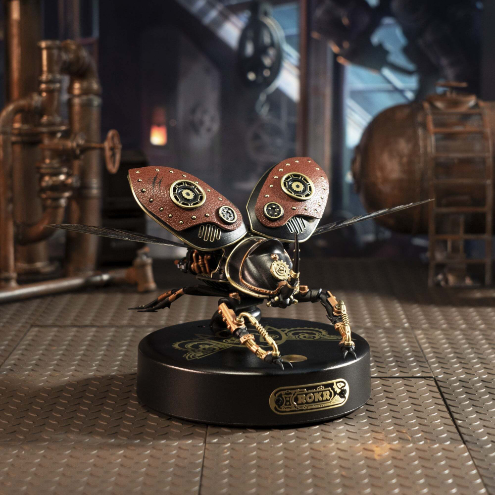 Жук-носорог (Rhinoceros Beetle) MI01 от ROKR - Конструктор, сборная механическая модель, 3D пазл, для интерьера