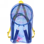 Бадминтон в наборе K-707 6 предметов: 2 металлические ракетки 43 см,3 волана, чехол (синий)