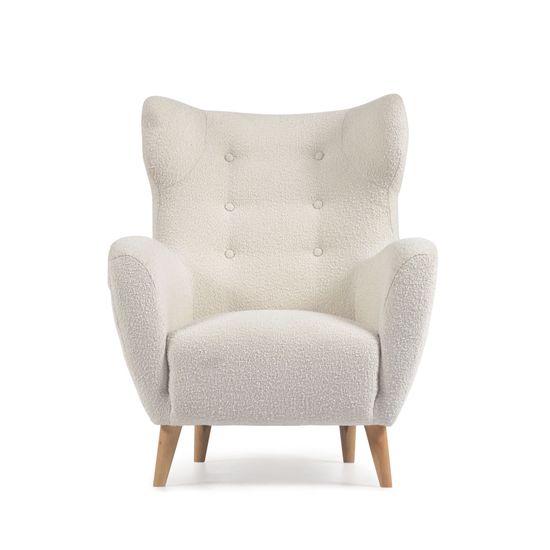 Patio Кресло из белого флиса с ножками из натурального каучука Испания