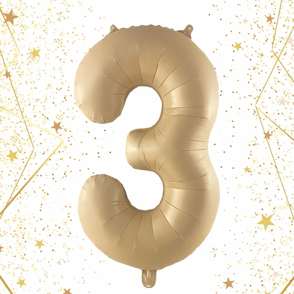 Шар фольгированный 32'/81см «Цифра «3» (шампань)