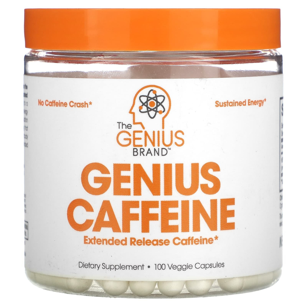 The Genius Brand, Genius Caffeine, 100 мг, 100 растительных капсул