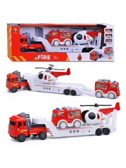 Набор детский Автовоз с пожарной машиной и вертолетом (2633-2)