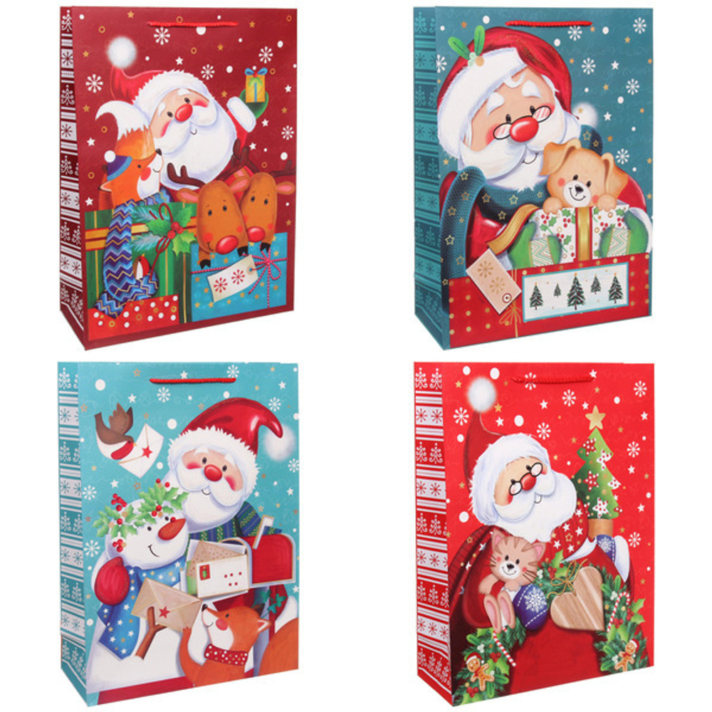 Пакет подарочный «Веселый Дедушка Мороз» 31*42*12 см, микс