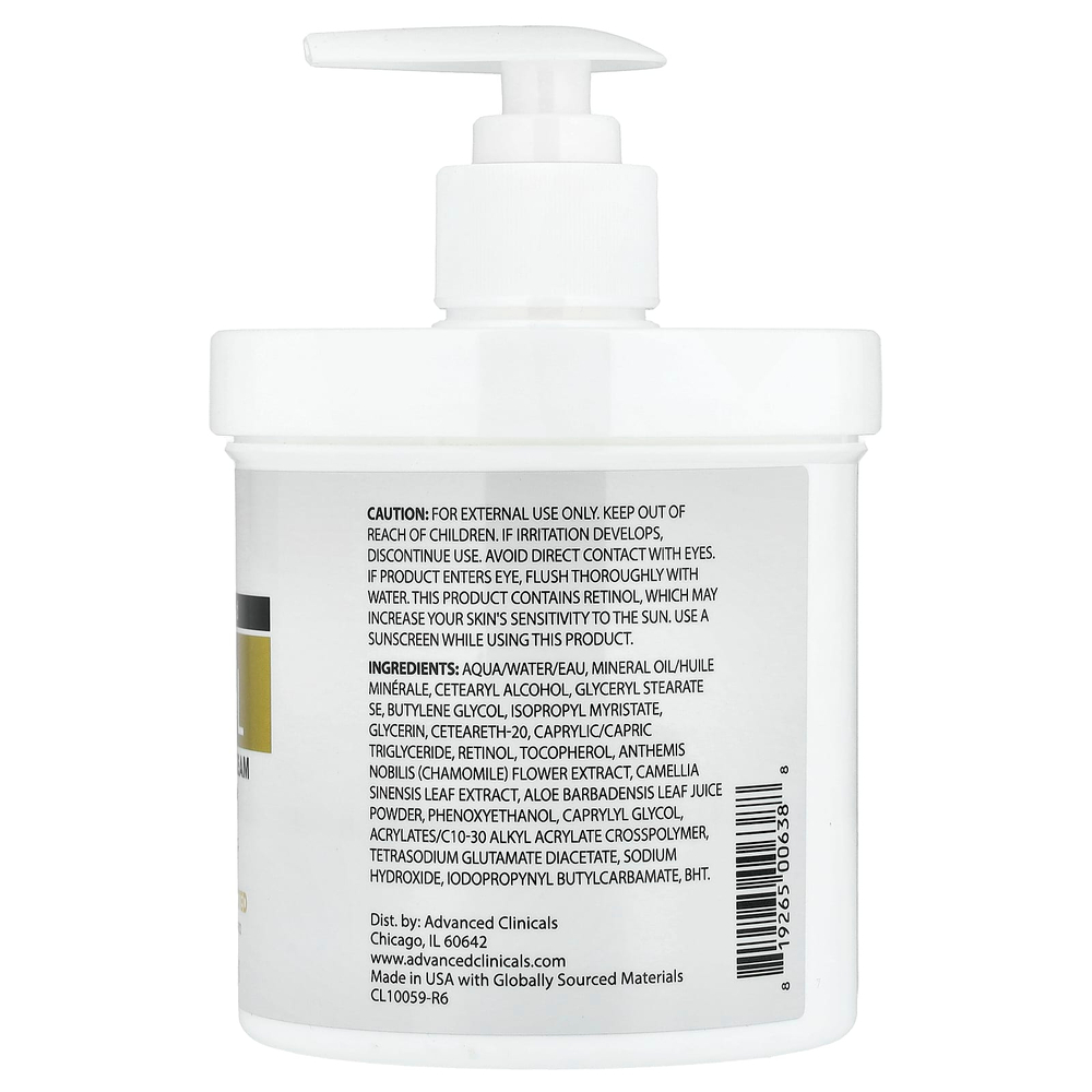 Advanced Clinicals, Retinol, укрепляющий крем с улучшенной формулой, 454 г (16 унций)
