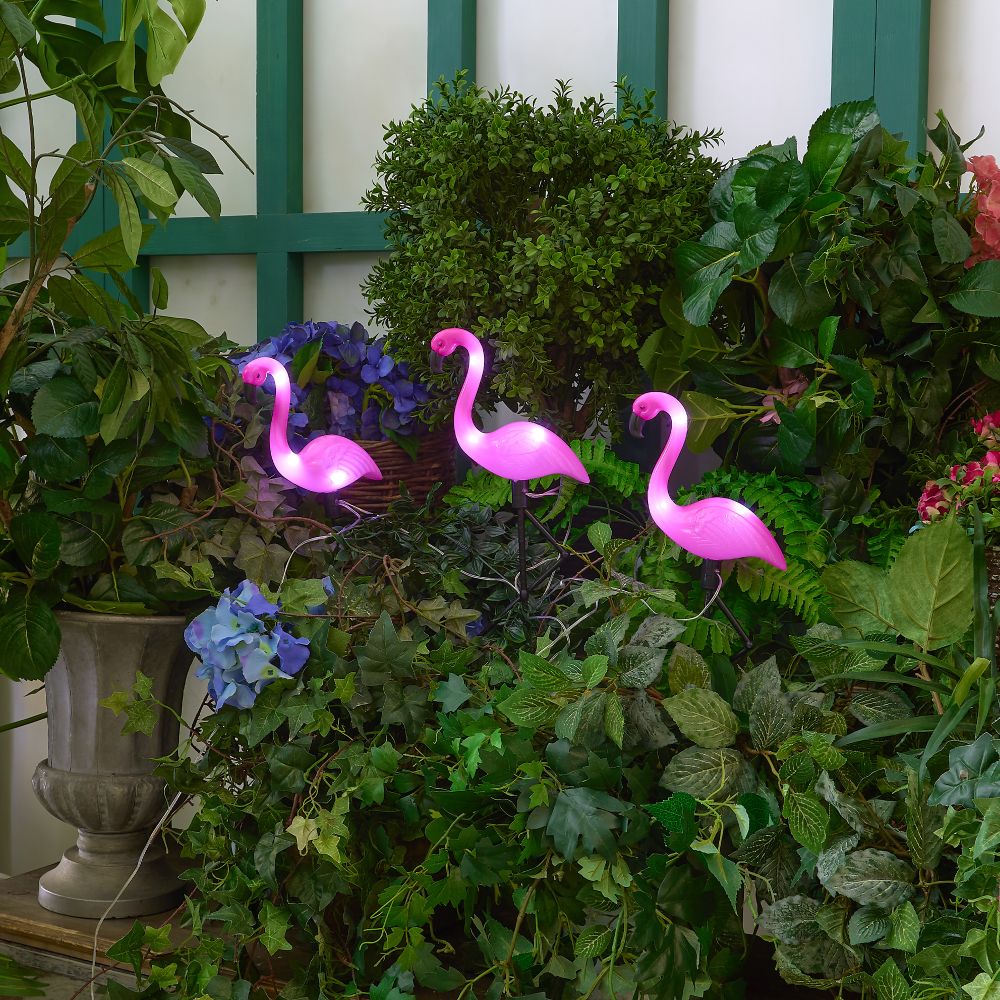 USL-S-833-PM530 FLAMINGO SET3 Садовый светильник на солнечной батарее Фламинго. в комплекте из 3 штук. 6 светодиодов. Белый свет. 1xАA Ni-Mh аккумулятор в-к. IP44. TM Uniel