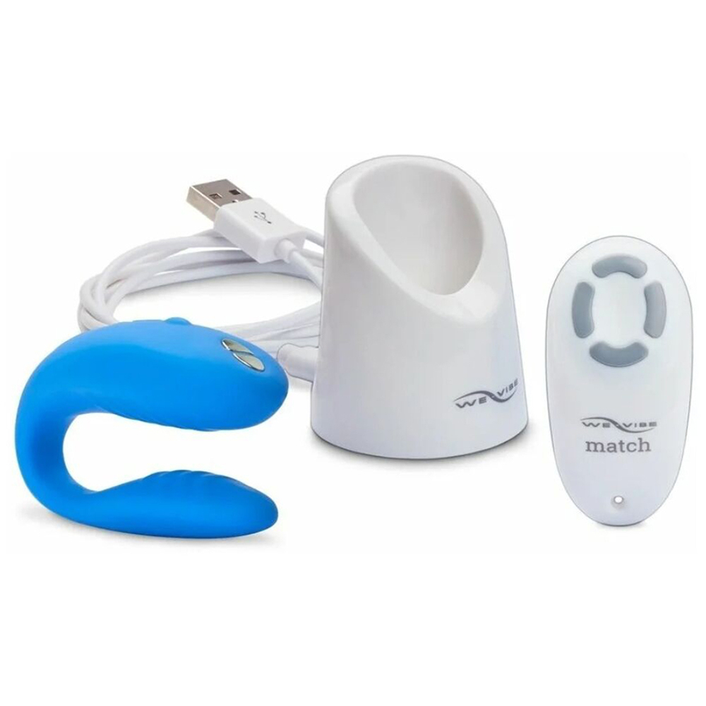 Голубой вибромассажер 7,7см для пар с пультом ДУ We-Vibe Match Couples Vibrator Blue SNATSG5