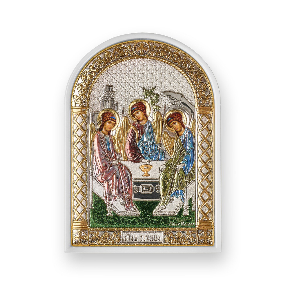 Св. Троица, икона арочная, пластик белый, эмаль 62x88