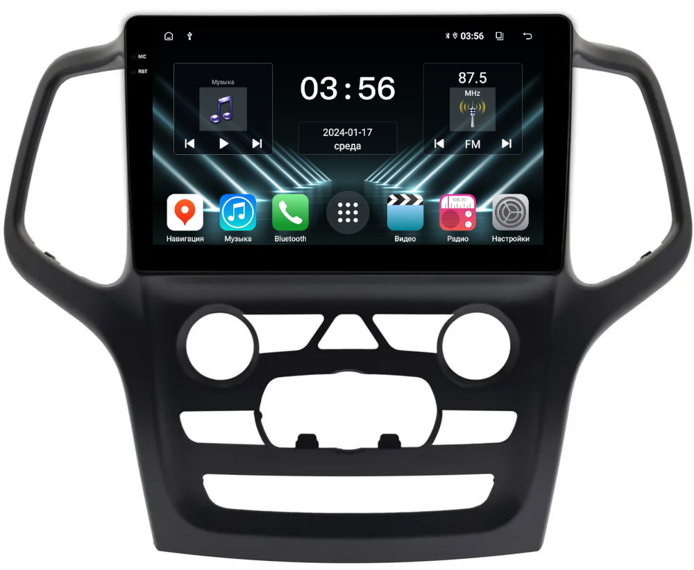 Магнитола для Jeep Grand Cherokee WK2 2013-2021 (взамен 5" экрана) - FarCar DX9-9564F2 монитор 9.5" IPS на Android 13, 4+64Гб, CarPlay