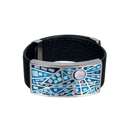 Браслет Fiore Luna на кожаном черном ремешке CB00952-9 BL