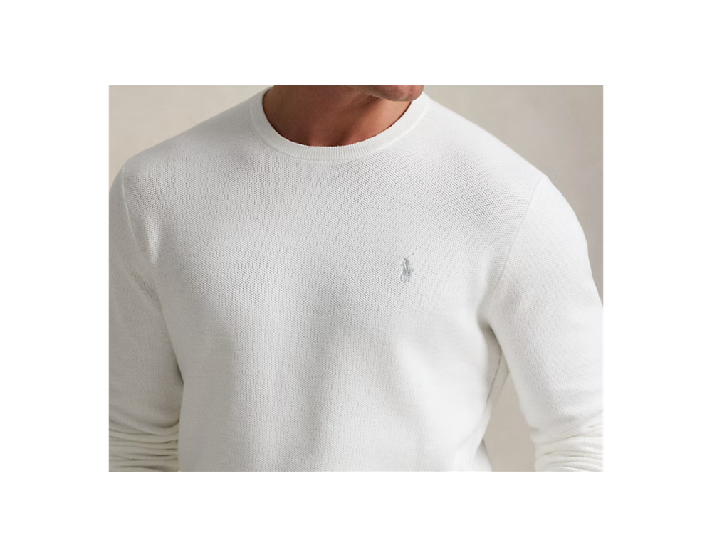 Фактурный хлопковый свитер с круглым вырезом Polo Ralph Lauren