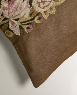 Zara Home наволочка декоративная из льна, светло-бежевый, в полоску, 40x60 см