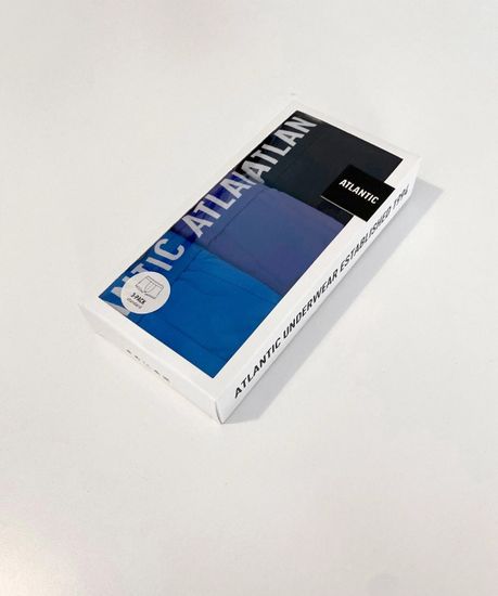 Трусы мужские боксеры (3шт), Atlantic 3MH-045, бирюзовые + голубые + темно-синие