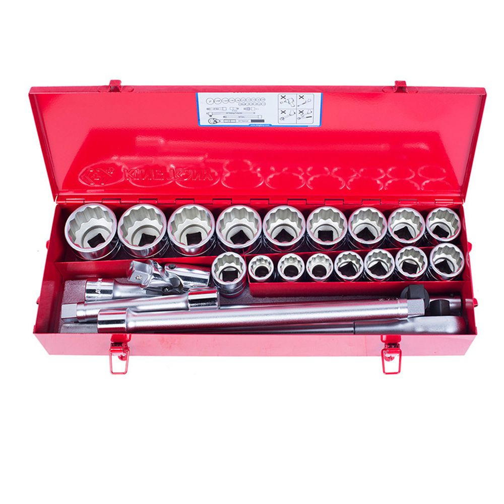 KING TONY (6023SR) Набор торцевых головок с принадлежностями 3/4", 12-гранные, 7/8"-2", 23 предмета