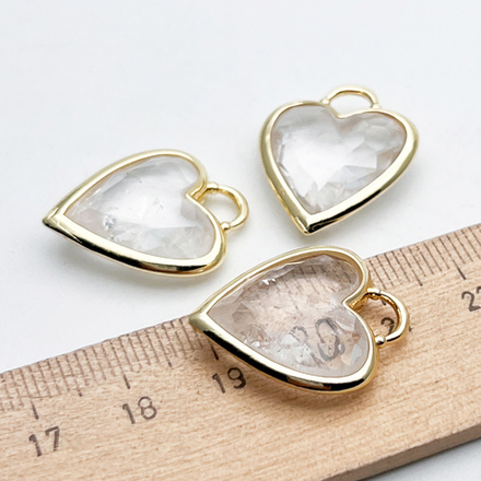 Подвеска Сердце, горный хрусталь, цвет золото, размер 23*20 мм, цена за 1 шт