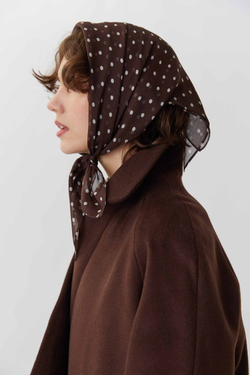 Длинное двубортное пальто шоколадного цвета из шерсти