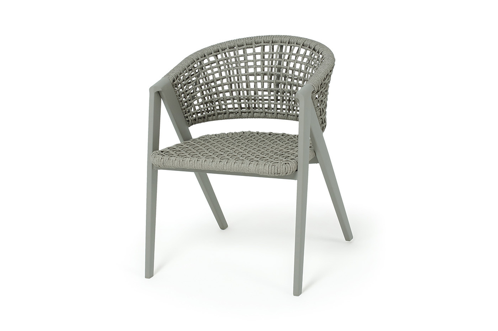 "Амстердам" стул плетеный из роупа, каркас алюминий, роуп серый круглый