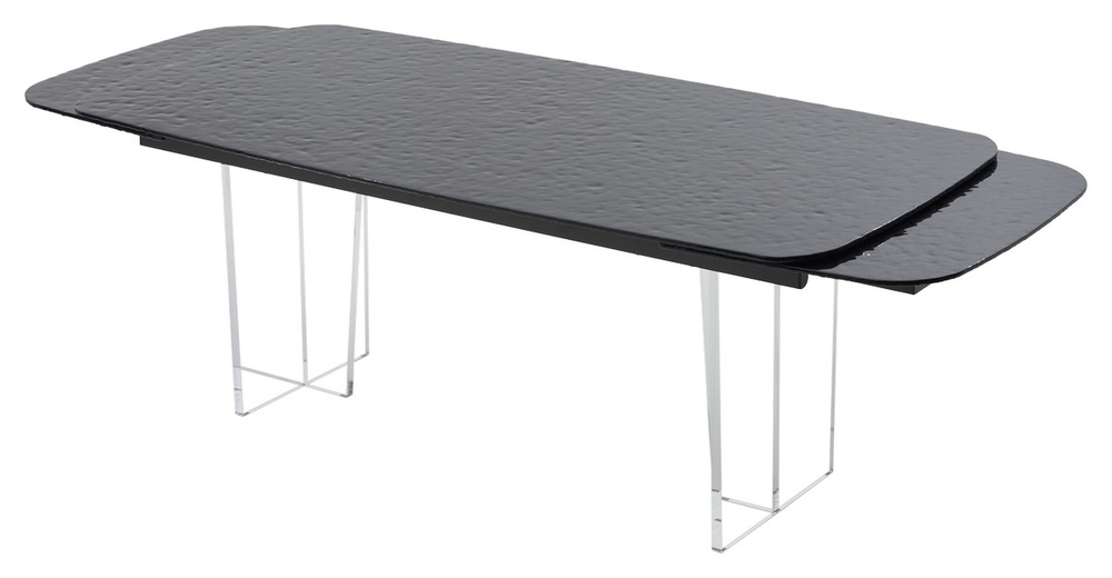 Стол М-City DISAUR Лауритц (Laurits) 200 Черный (Grey), стекло Bubble, Прозрачный каркас