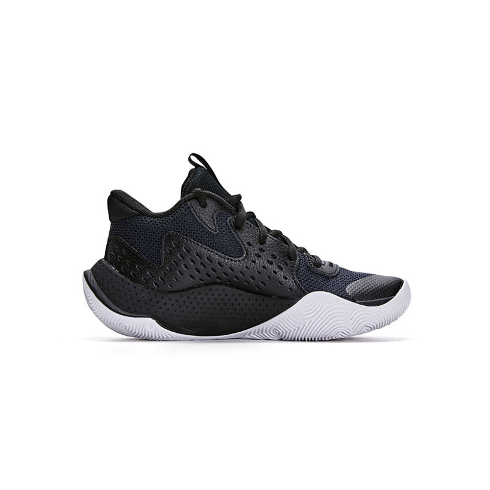 Children's Under Armour synthetic leather, comfortable, high-quality, wear-resistant, non-slip, shock-absorbing, breathable, lightweight, rebound, low-cut basketball shoes, black and gray