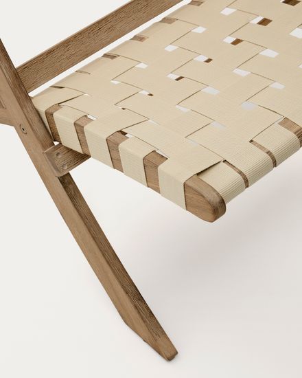 Складное кресло Chabeli из массива акации и шнура кремового цвета La Forma Испания 