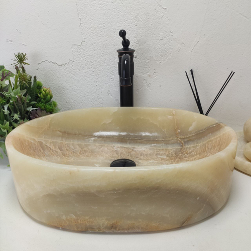 Раковина из оникса Oval Yellow OY-61582 53*38*14