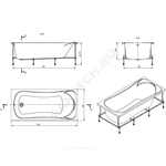 Ванна акриловая BeCool 190х90см с отверстиями для ручек без ножек Roca ZRU9303020