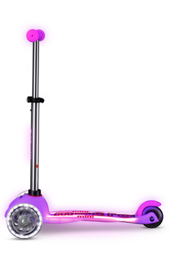 Самокат Mini Micro Deluxe Glow Plus (светящийся) LED морозный розовый