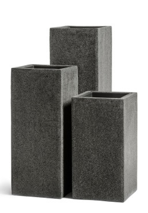 Кашпо TREEZ Effectory - Stone - Высокий куб - Тёмно-серый камень