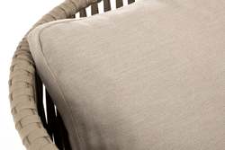 "Мальорка" кресло плетеное из роупа, основание дуб, роуп серо-коричневый 23мм, ткань бежевая 052