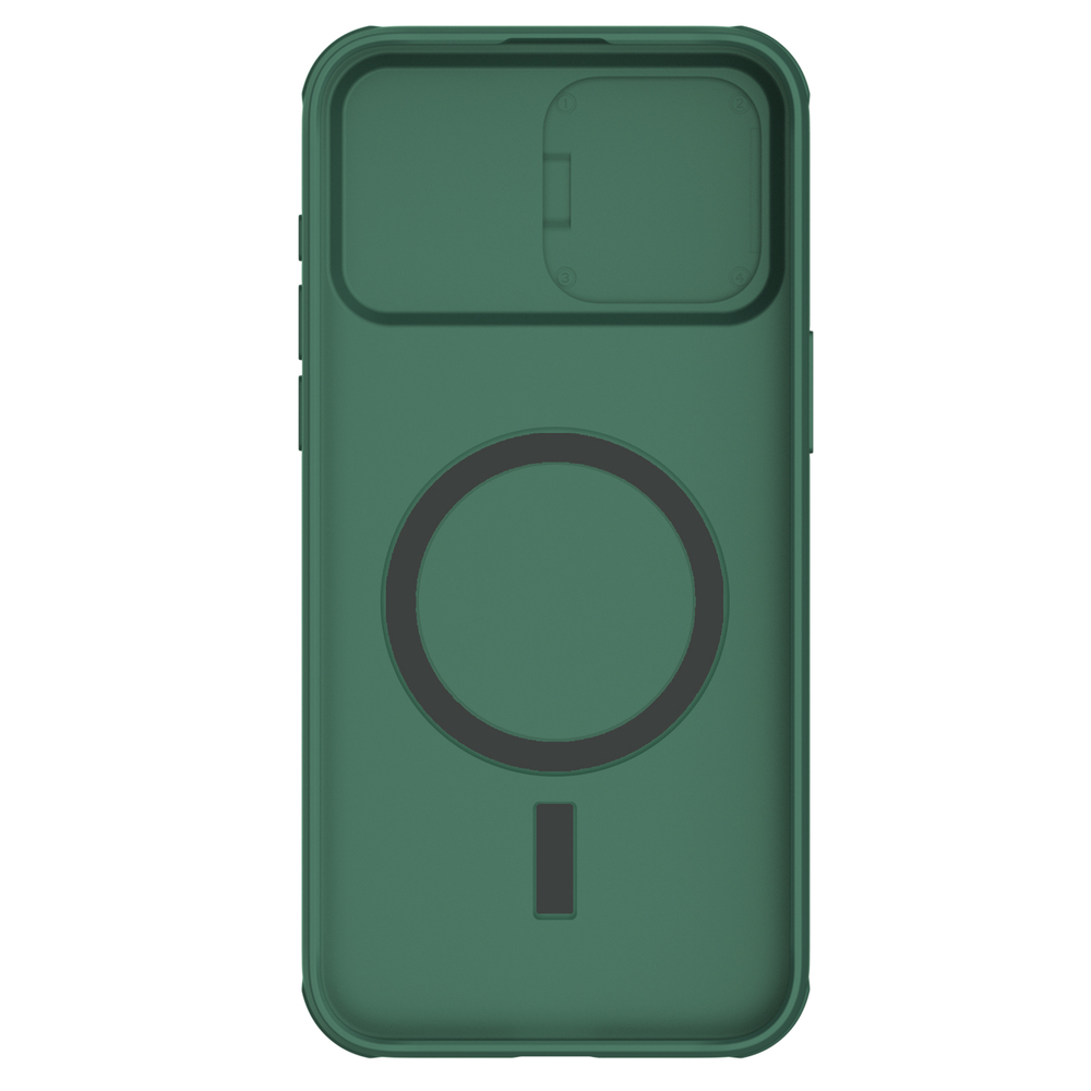 Чехол зеленого цвета c MagSafe для iPhone 15 Pro, серия CamShield Pro Magnetic от Nillkin