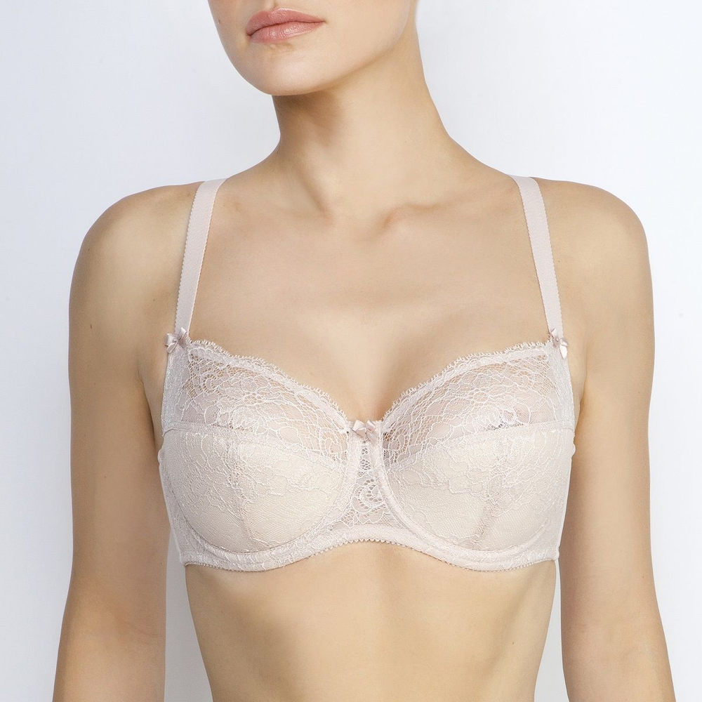 Бюстгальтер-балконет с кружевом (Размер: 75E) (Цвет: пудровый)